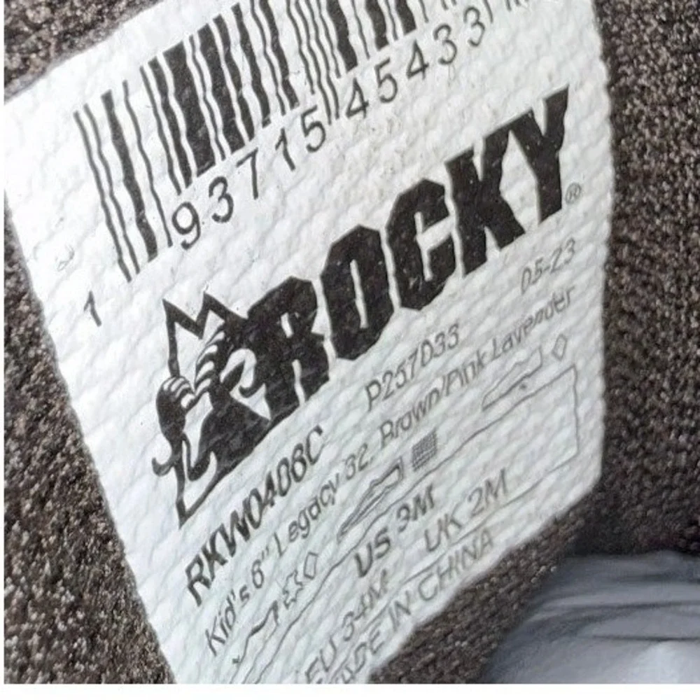 Rocky Legacy 32 Kids Western Boots Brown Pink Lavender Square Toe RKW0408C 3M